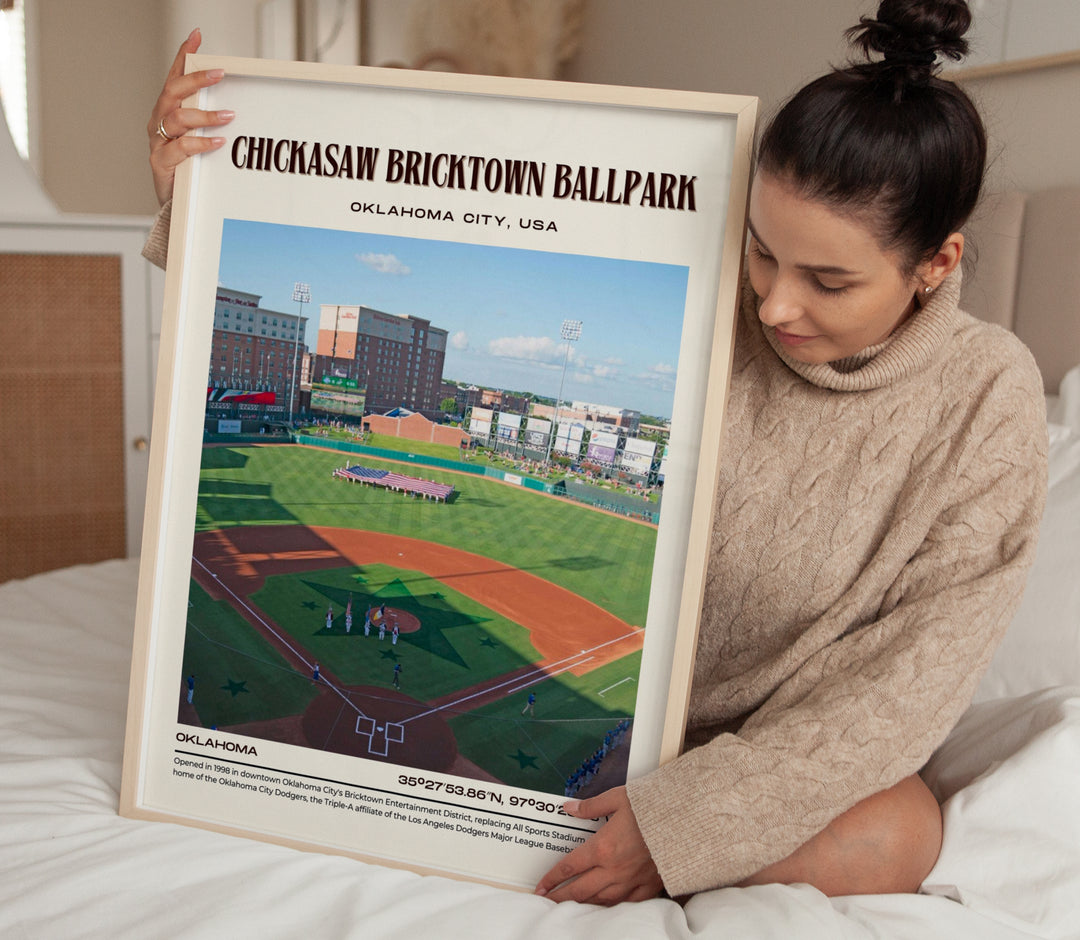 Chickasaw Bricktown Ballpark Stadium Baseball Retro Wall Art