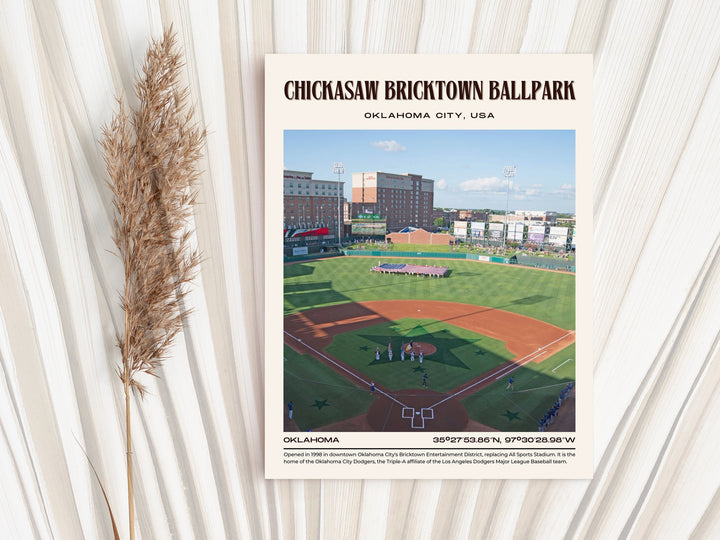 Chickasaw Bricktown Ballpark Stadium Baseball Retro Wall Art