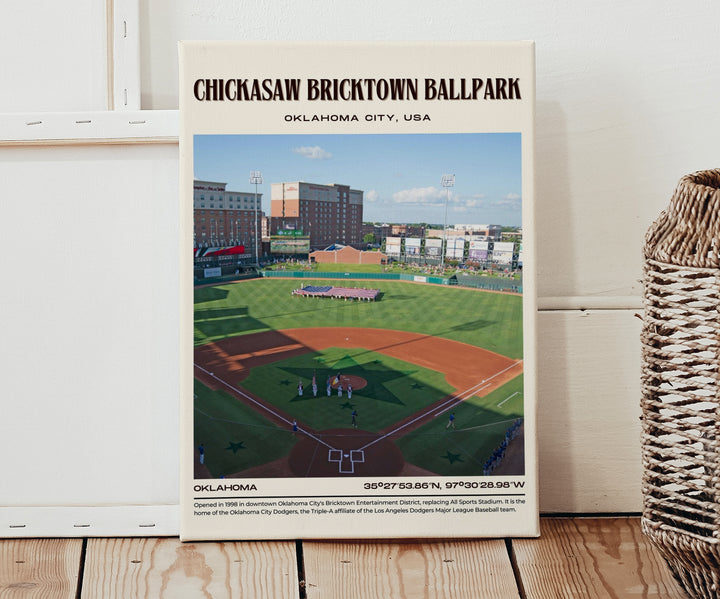 Chickasaw Bricktown Ballpark Stadium Baseball Retro Wall Art