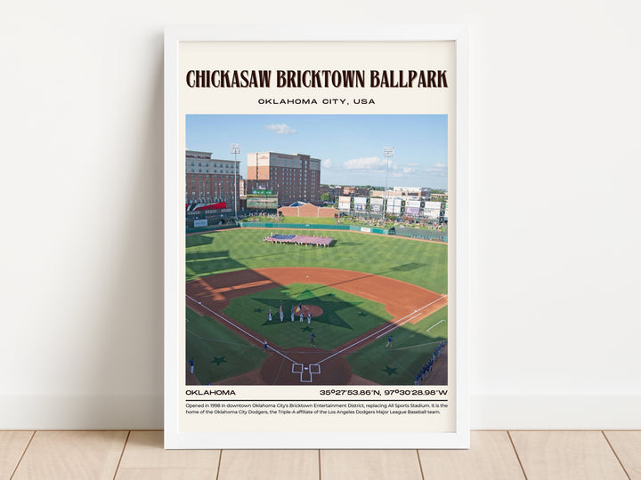 Chickasaw Bricktown Ballpark Stadium Baseball Retro Wall Art