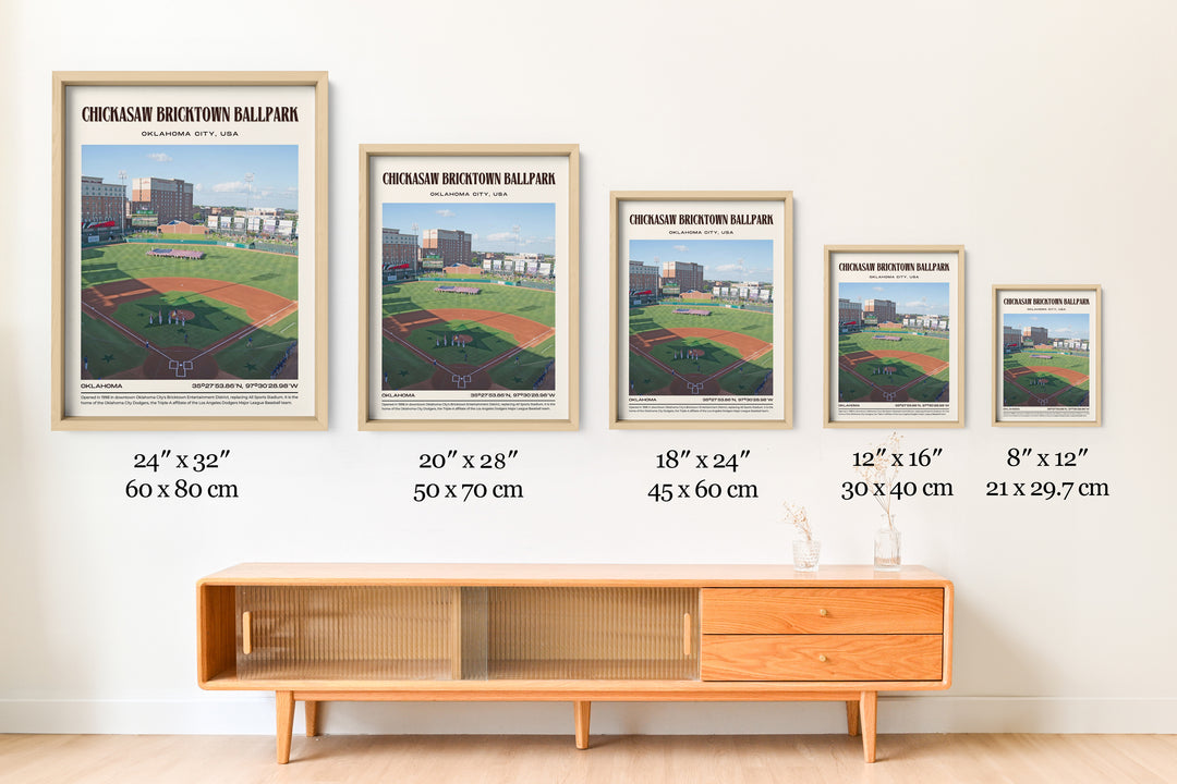 Chickasaw Bricktown Ballpark Stadium Baseball Retro Wall Art