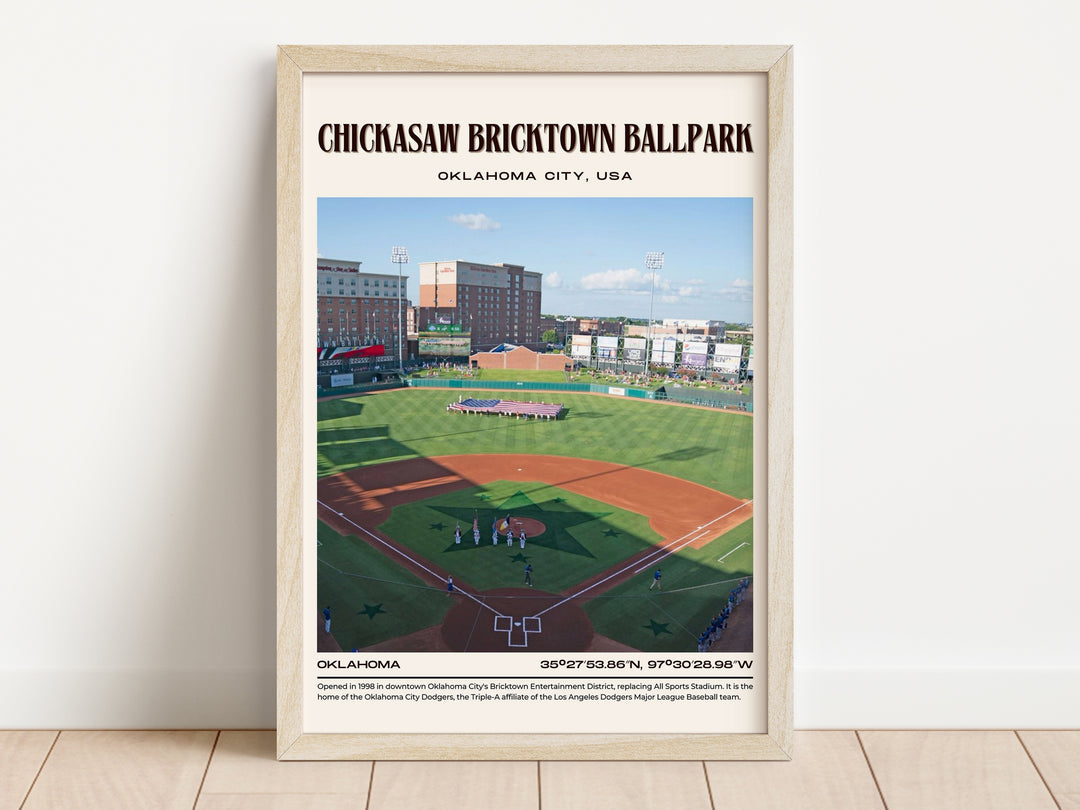 Chickasaw Bricktown Ballpark Stadium Baseball Retro Wall Art