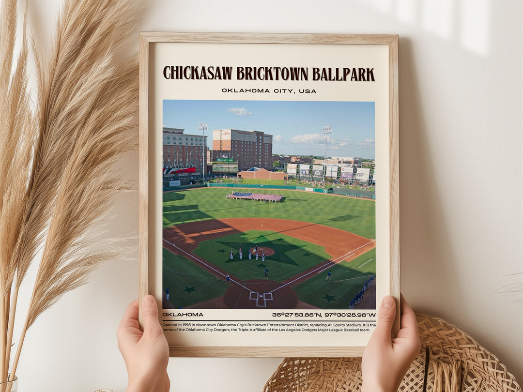 Chickasaw Bricktown Ballpark Stadium Baseball Retro Wall Art