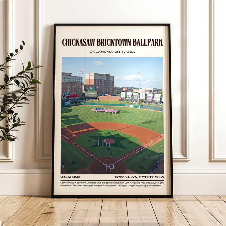 Chickasaw Bricktown Ballpark Stadium Baseball Retro Wall Art