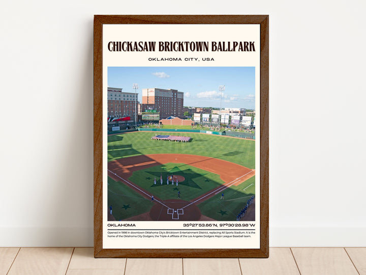 Chickasaw Bricktown Ballpark Stadium Baseball Retro Wall Art