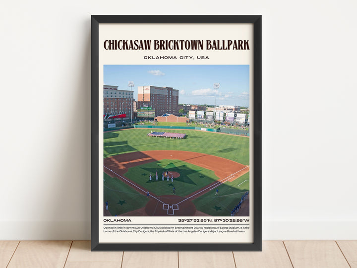 Chickasaw Bricktown Ballpark Stadium Baseball Retro Wall Art