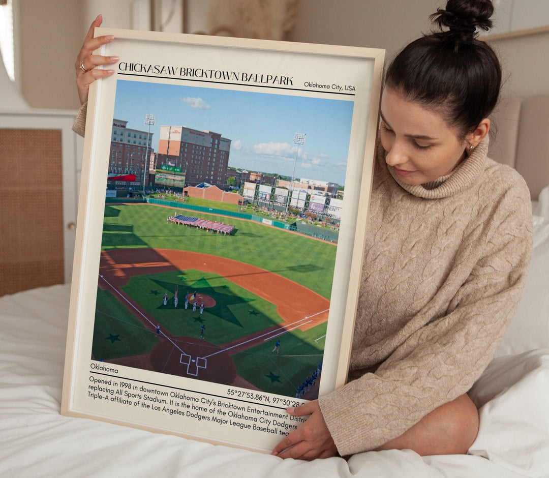 Chickasaw Bricktown Ballpark Stadium Baseball Minimal Wall Art