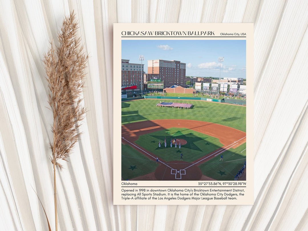 Chickasaw Bricktown Ballpark Stadium Baseball Minimal Wall Art