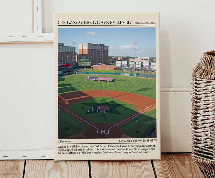 Chickasaw Bricktown Ballpark Stadium Baseball Minimal Wall Art