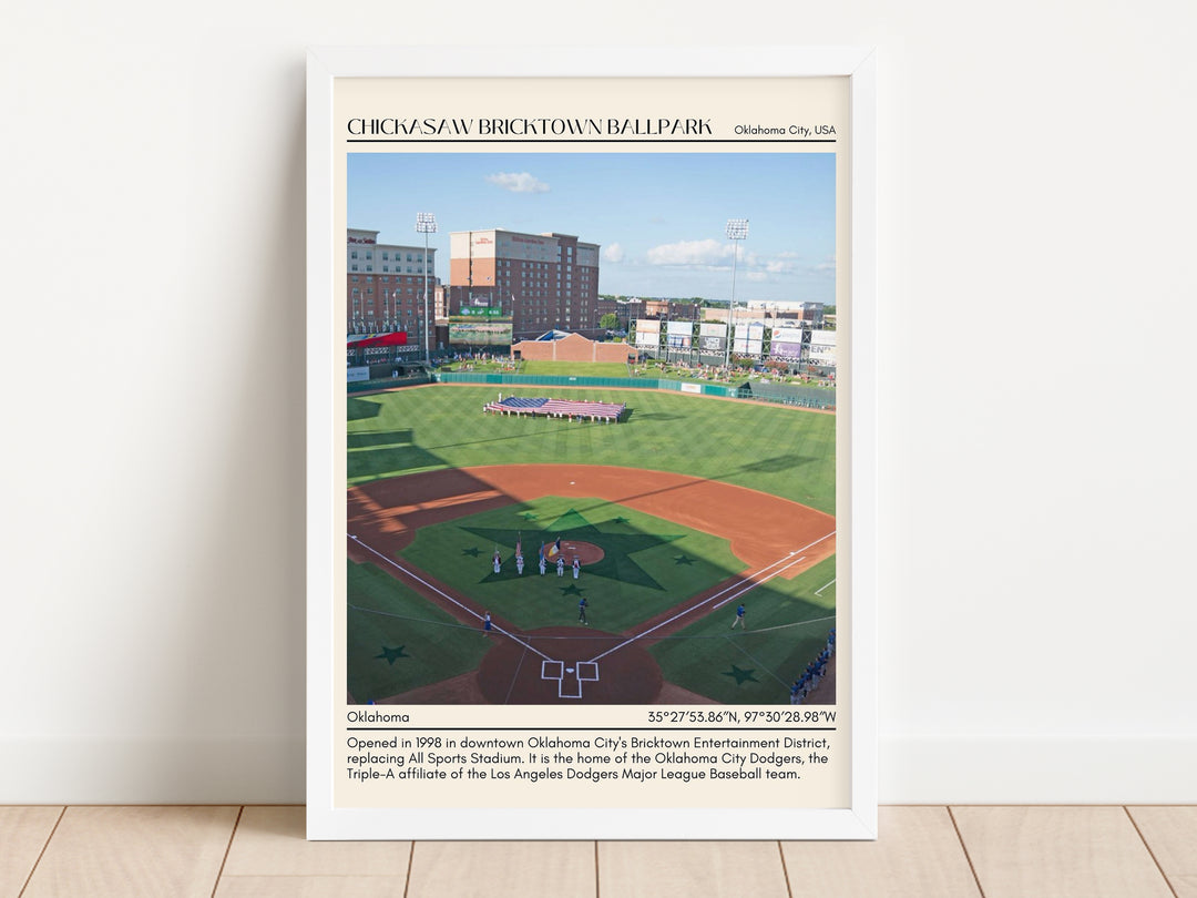 Chickasaw Bricktown Ballpark Stadium Baseball Minimal Wall Art