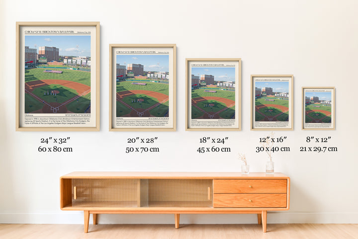 Chickasaw Bricktown Ballpark Stadium Baseball Minimal Wall Art