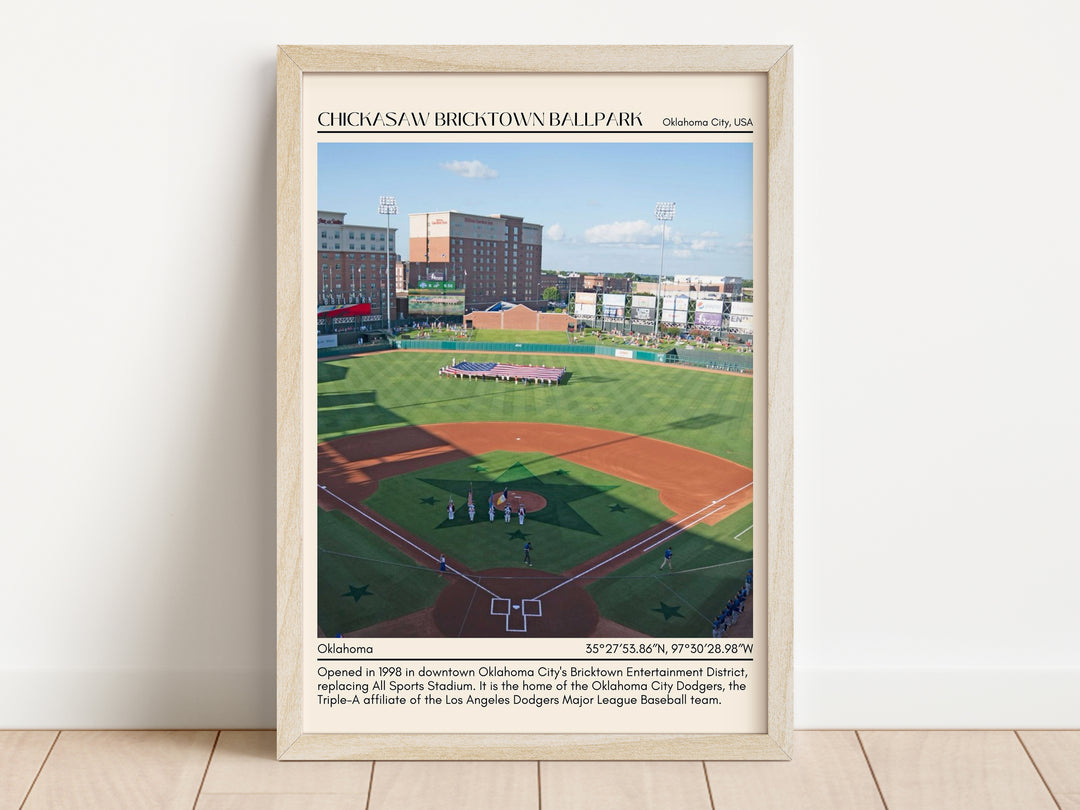 Chickasaw Bricktown Ballpark Stadium Baseball Minimal Wall Art