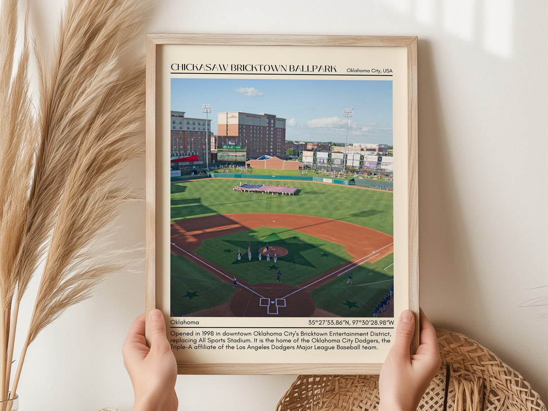 Chickasaw Bricktown Ballpark Stadium Baseball Minimal Wall Art