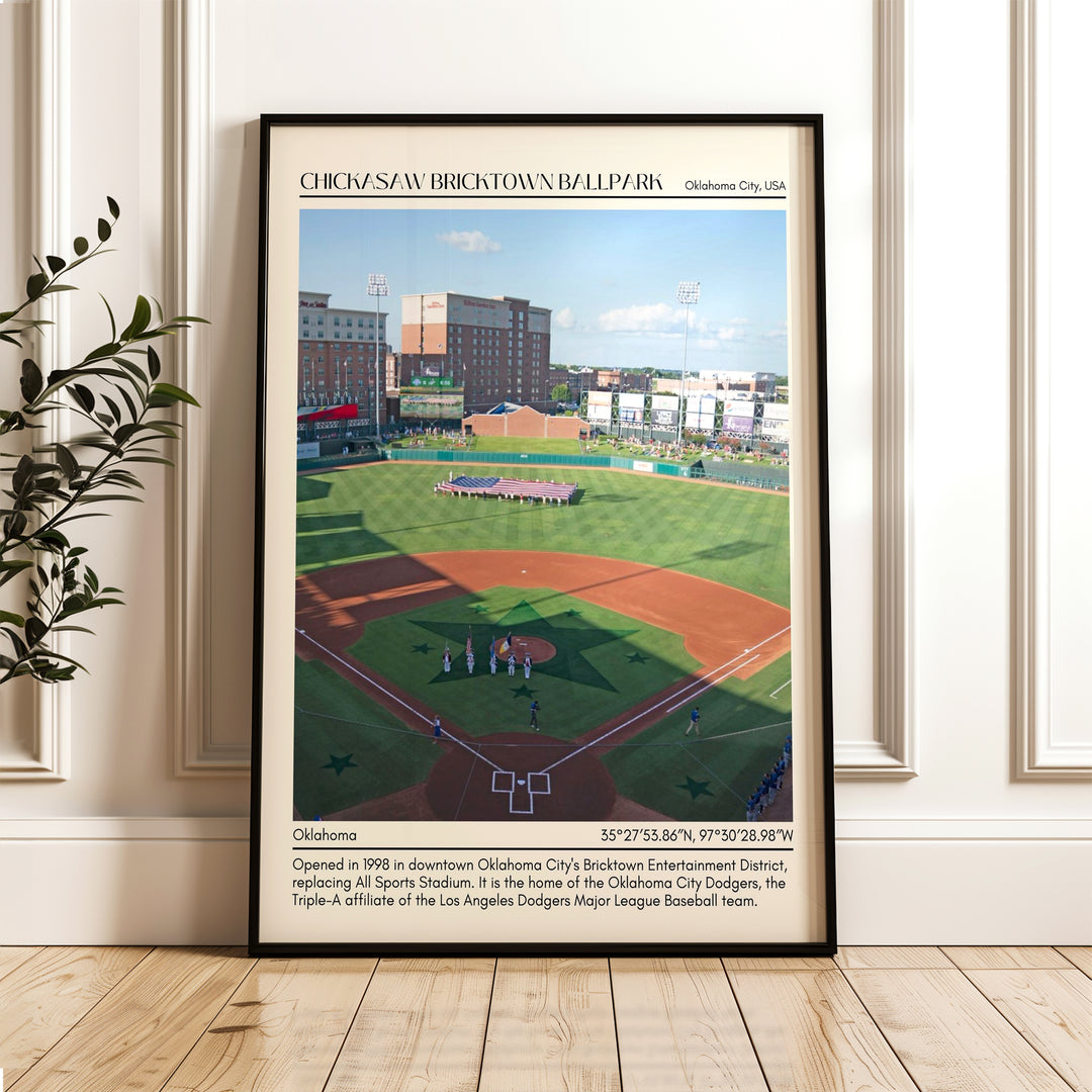 Chickasaw Bricktown Ballpark Stadium Baseball Minimal Wall Art