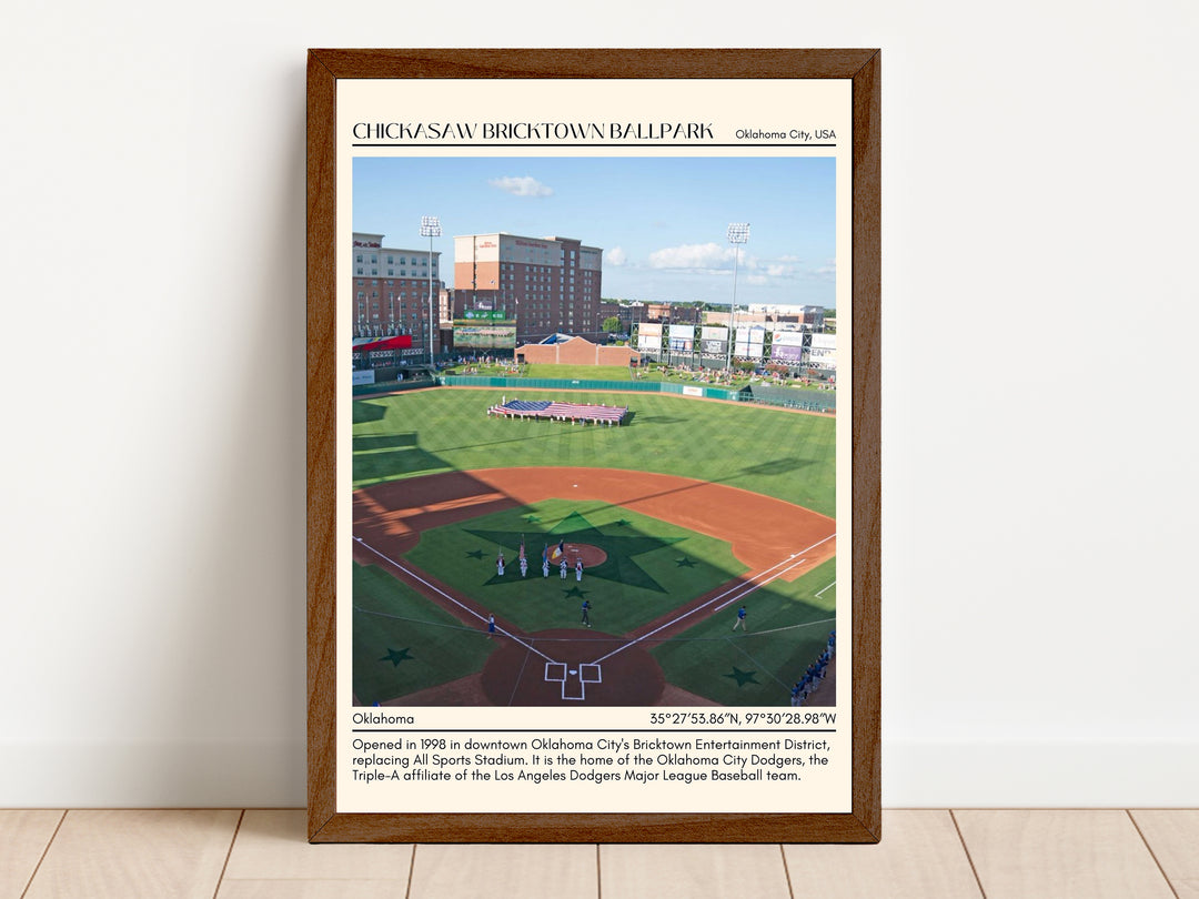 Chickasaw Bricktown Ballpark Stadium Baseball Minimal Wall Art