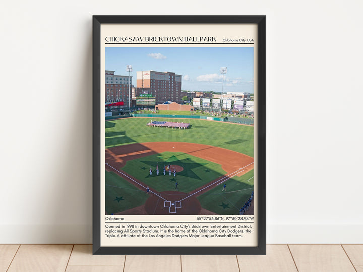 Chickasaw Bricktown Ballpark Stadium Baseball Minimal Wall Art