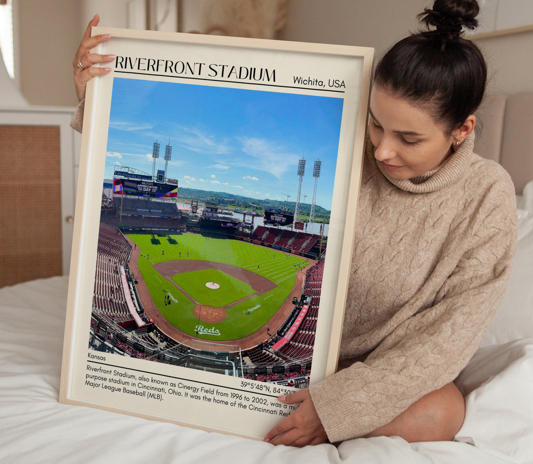 Riverfront Stadium Baseball Minimal Wall Art