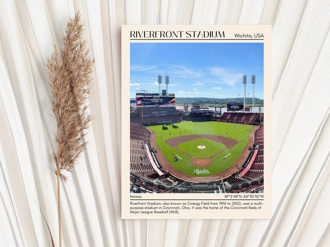 Riverfront Stadium Baseball Minimal Wall Art