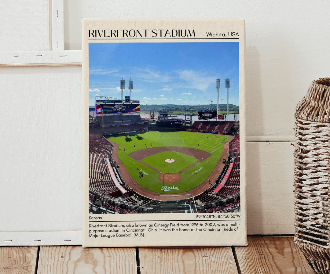 Riverfront Stadium Baseball Minimal Wall Art