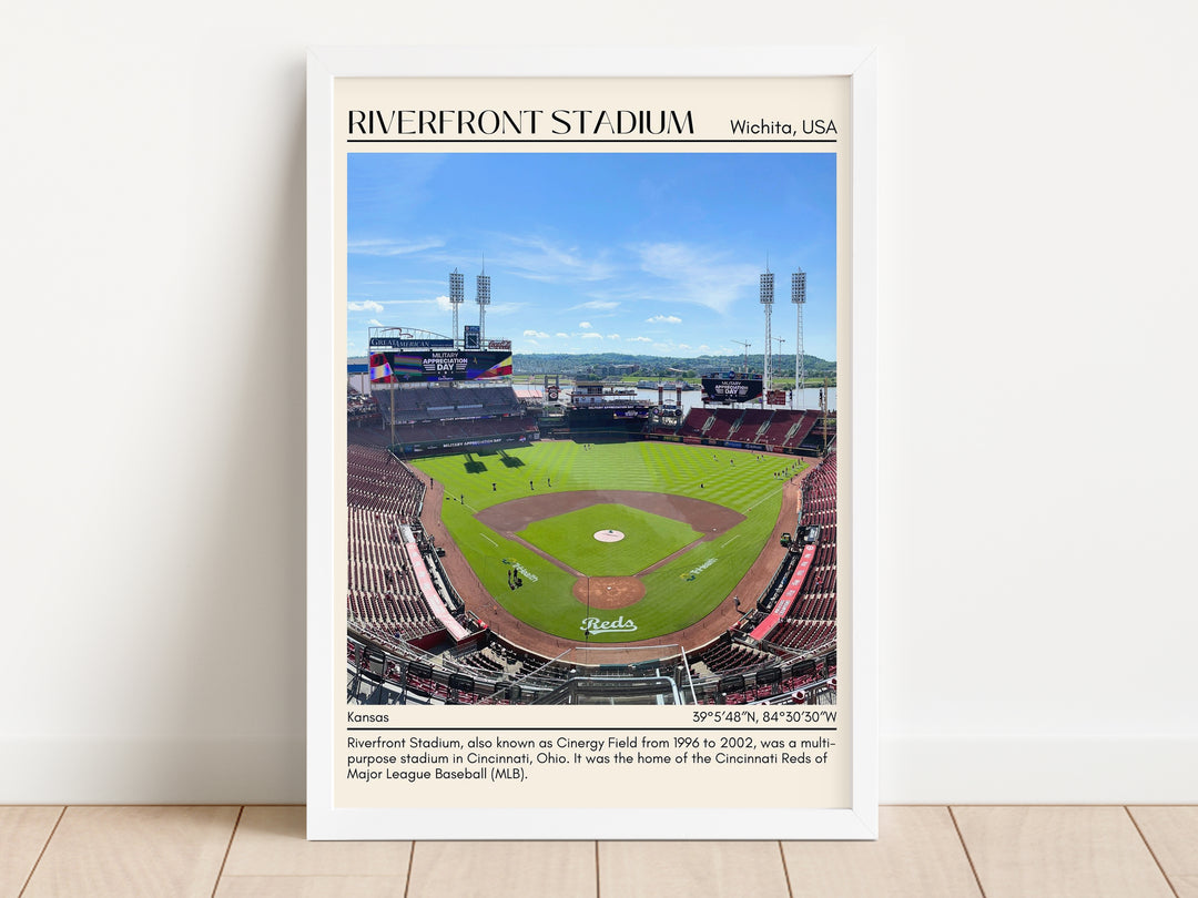 Riverfront Stadium Baseball Minimal Wall Art