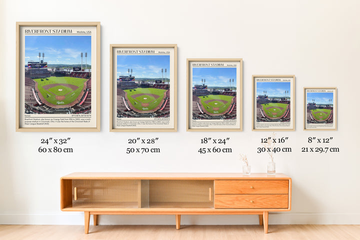 Riverfront Stadium Baseball Minimal Wall Art