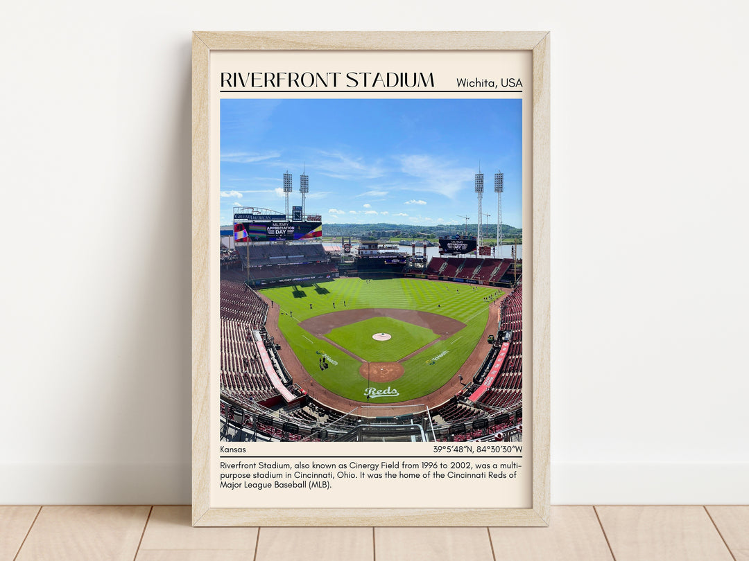 Riverfront Stadium Baseball Minimal Wall Art