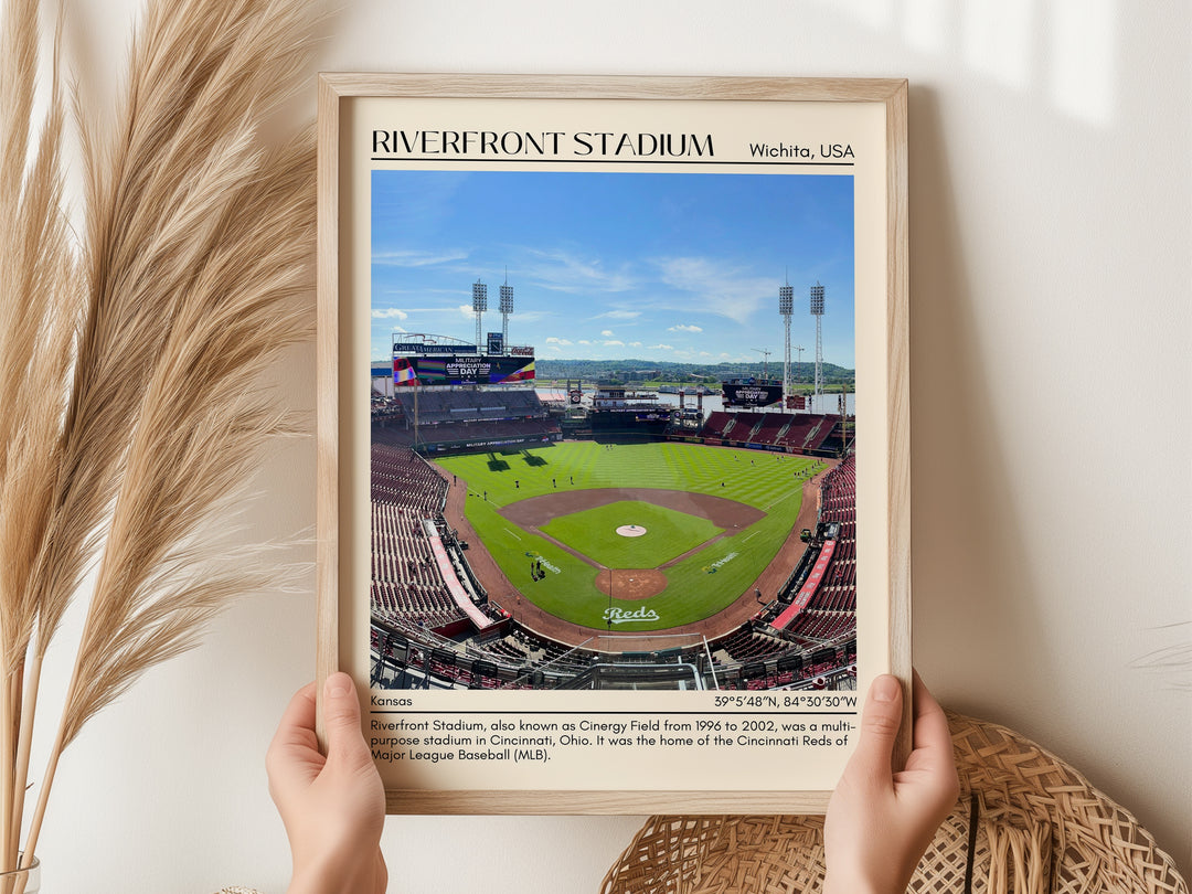 Riverfront Stadium Baseball Minimal Wall Art