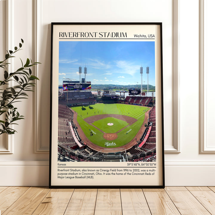 Riverfront Stadium Baseball Minimal Wall Art