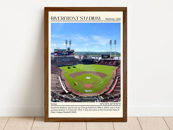 Riverfront Stadium Baseball Minimal Wall Art