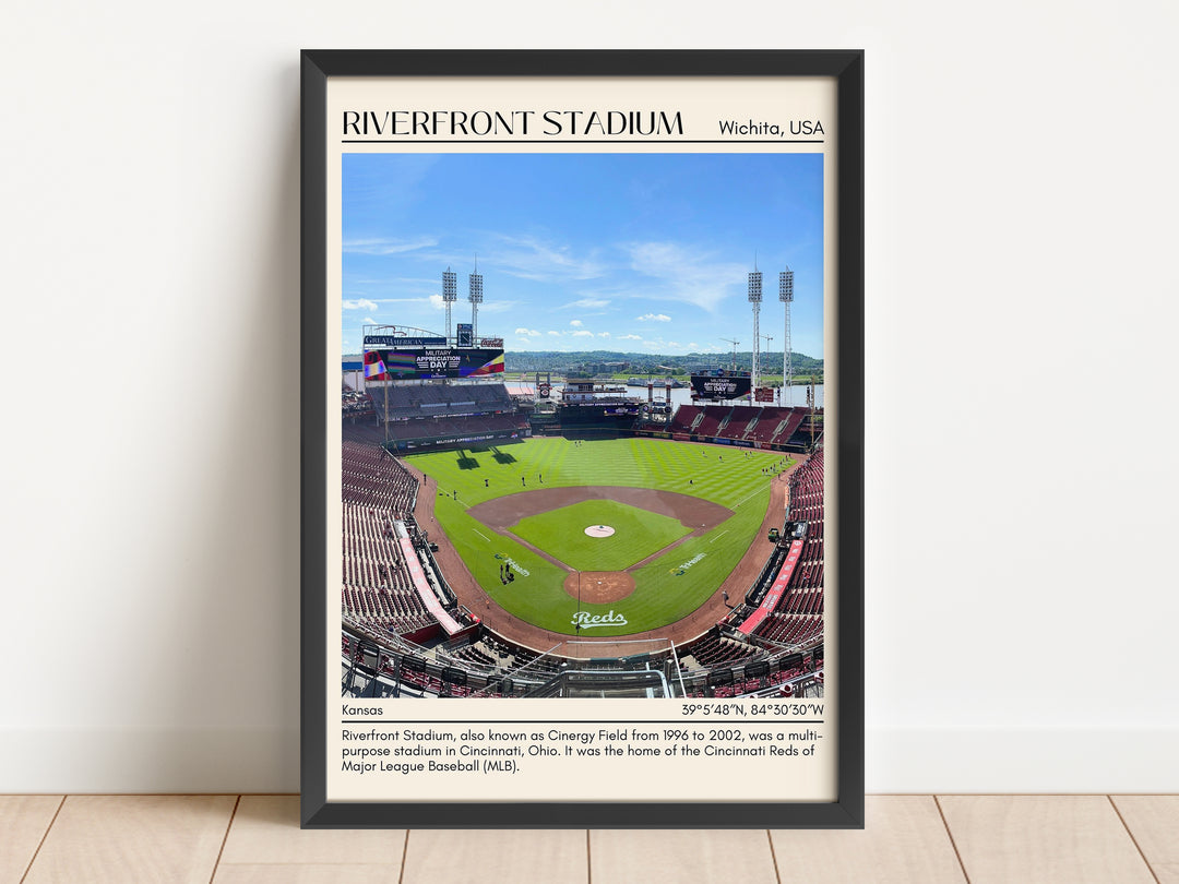 Riverfront Stadium Baseball Minimal Wall Art