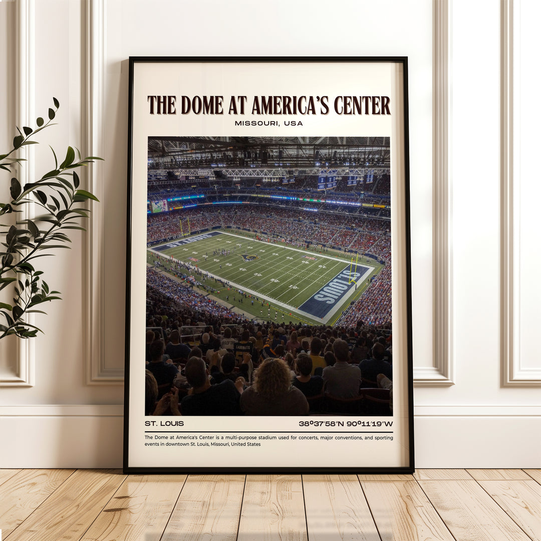 The Dome at America's Center Stadium Football Retro Wall Art