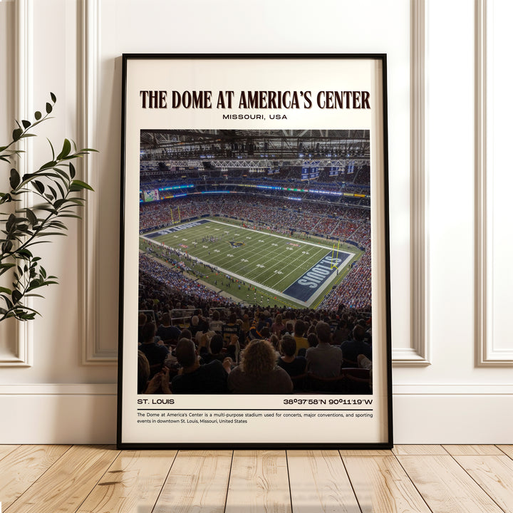 The Dome at America's Center Stadium Football Retro Wall Art