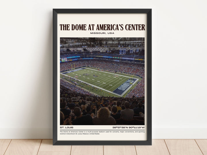 The Dome at America's Center Stadium Football Retro Wall Art