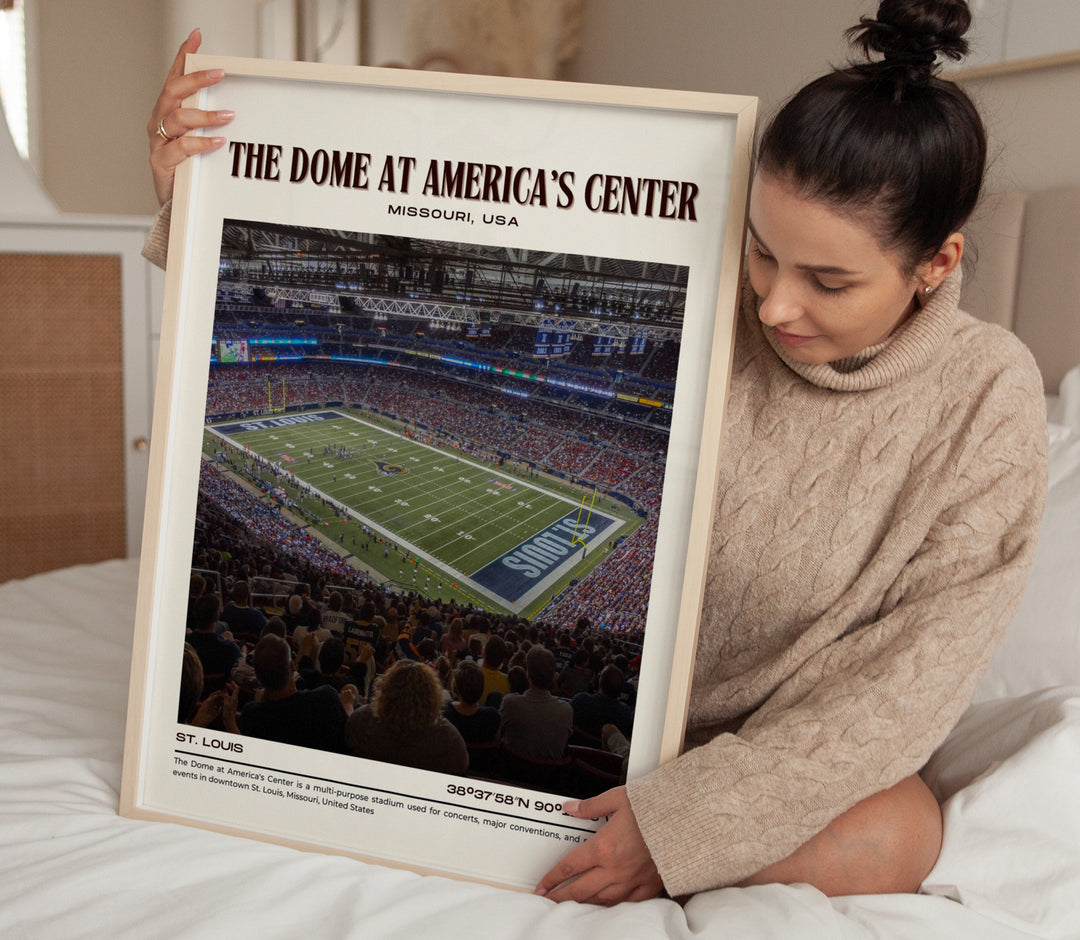 The Dome at America's Center Stadium Football Retro Wall Art