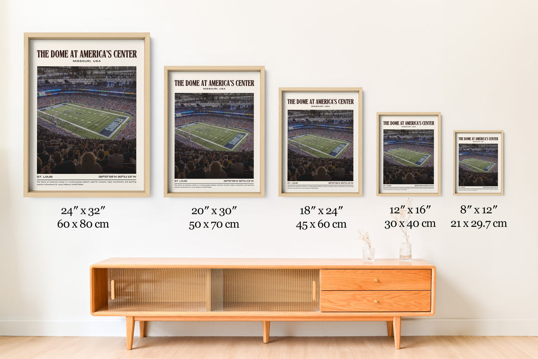 The Dome at America's Center Stadium Football Retro Wall Art