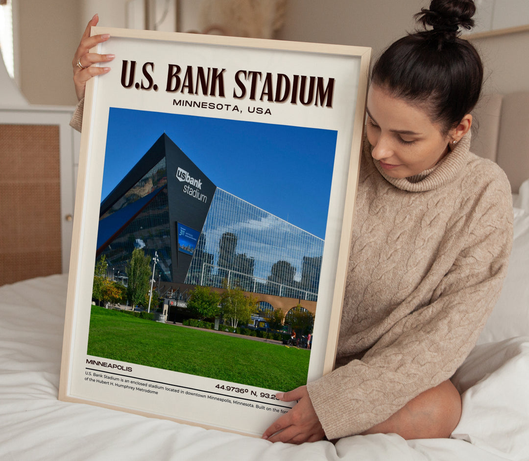 U.S. Bank Stadium Football Retro Wall Art