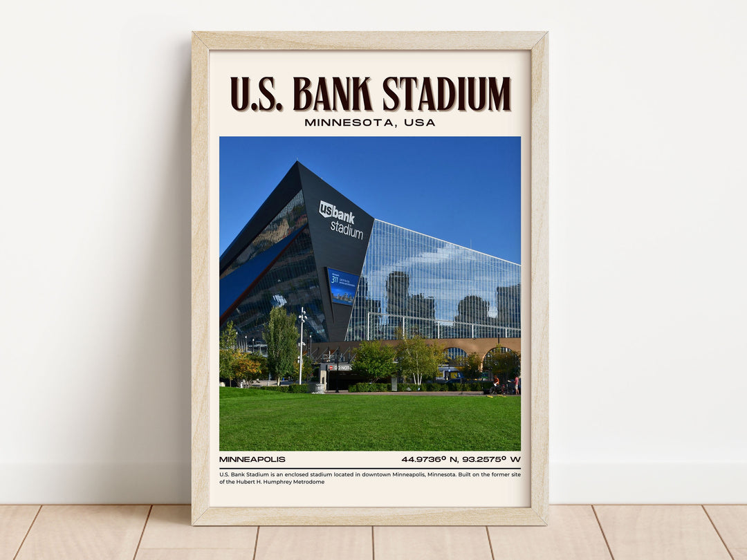 U.S. Bank Stadium Football Retro Wall Art