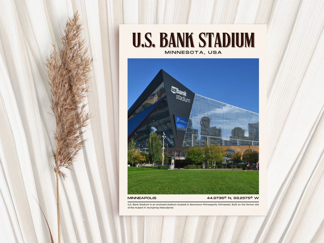 U.S. Bank Stadium Football Retro Wall Art