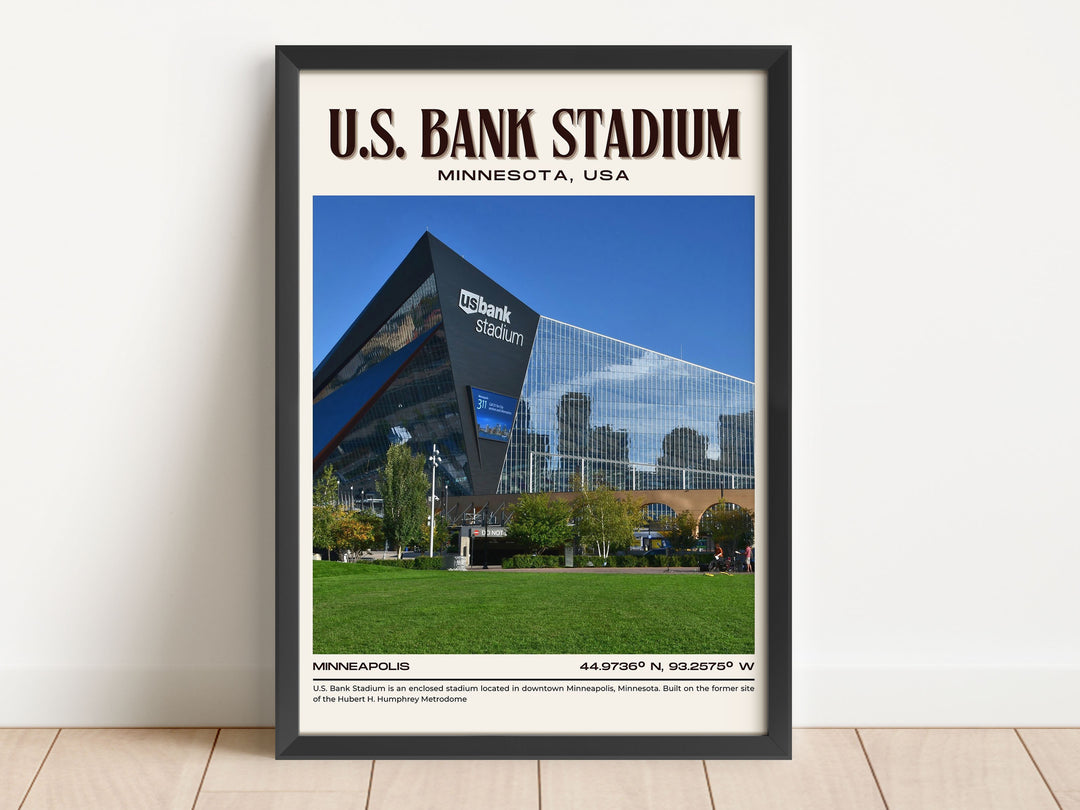 U.S. Bank Stadium Football Retro Wall Art