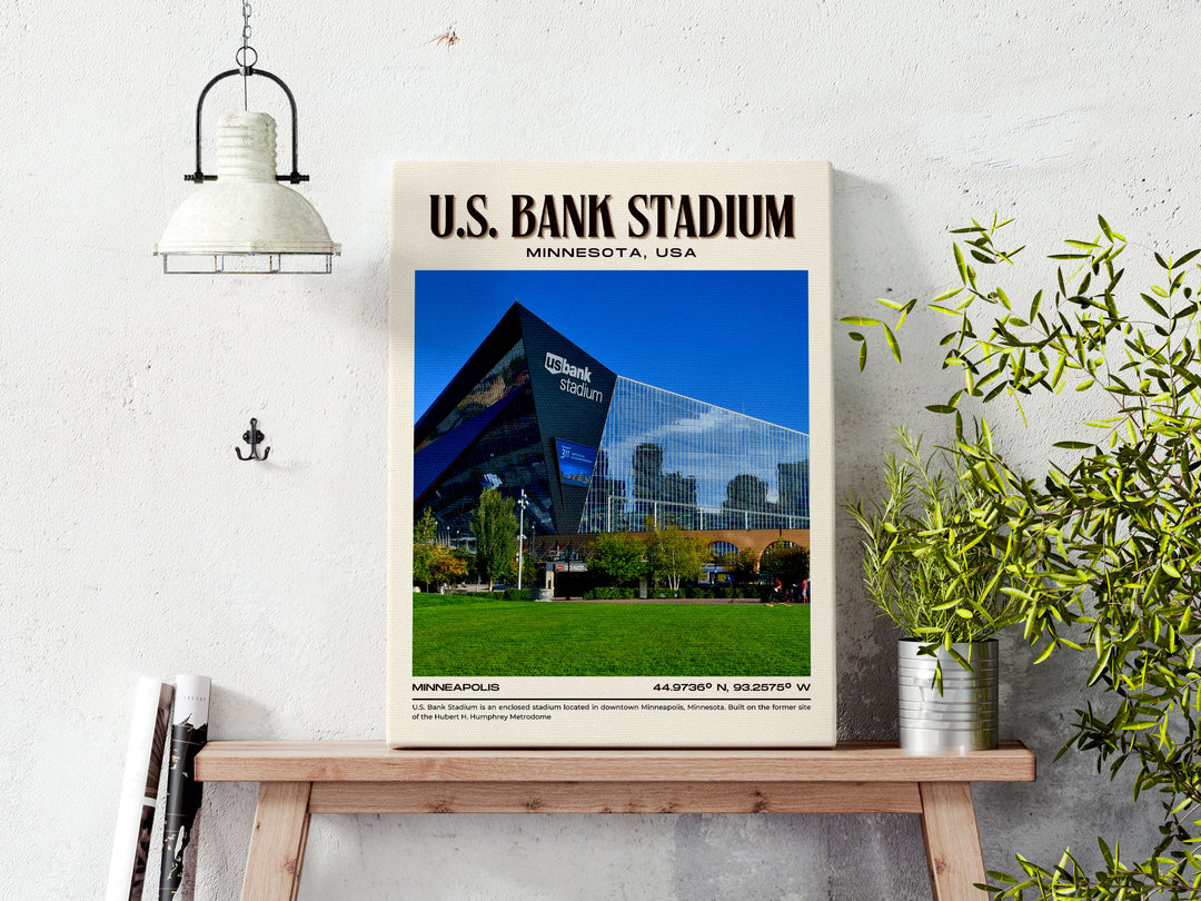 U.S. Bank Stadium Football Retro Wall Art