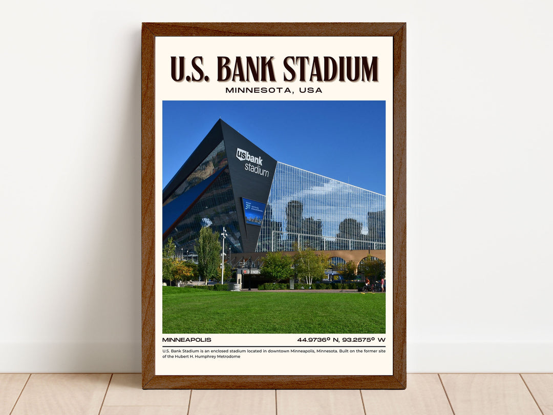 U.S. Bank Stadium Football Retro Wall Art