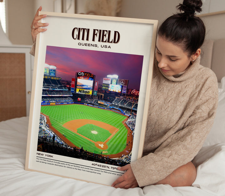 Citi Field Stadium Baseball Retro Wall Art