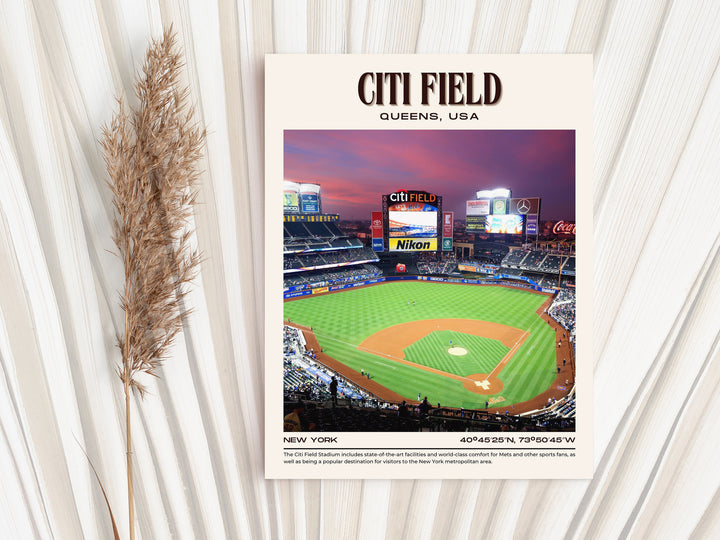 Citi Field Stadium Baseball Retro Wall Art