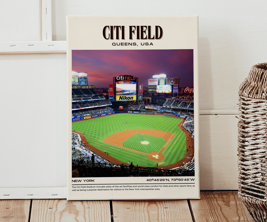 Citi Field Stadium Baseball Retro Wall Art