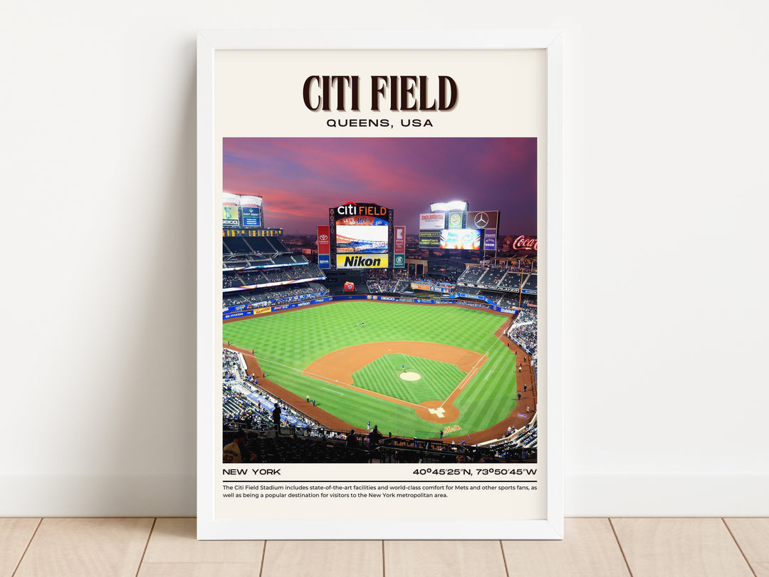 Citi Field Stadium Baseball Retro Wall Art