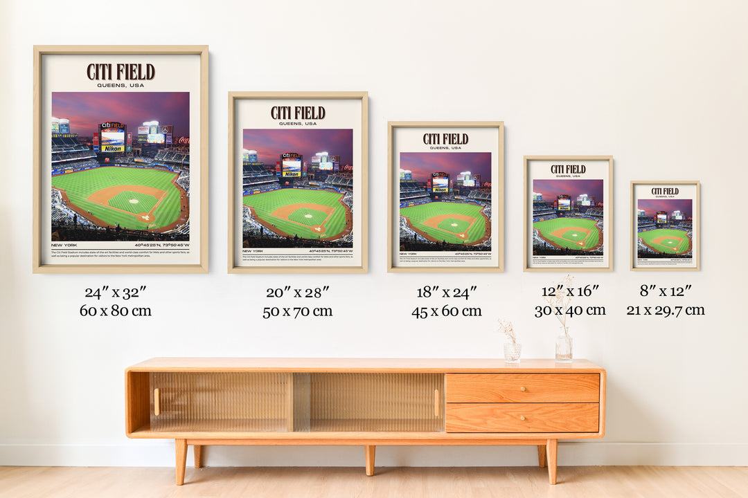 Citi Field Stadium Baseball Retro Wall Art