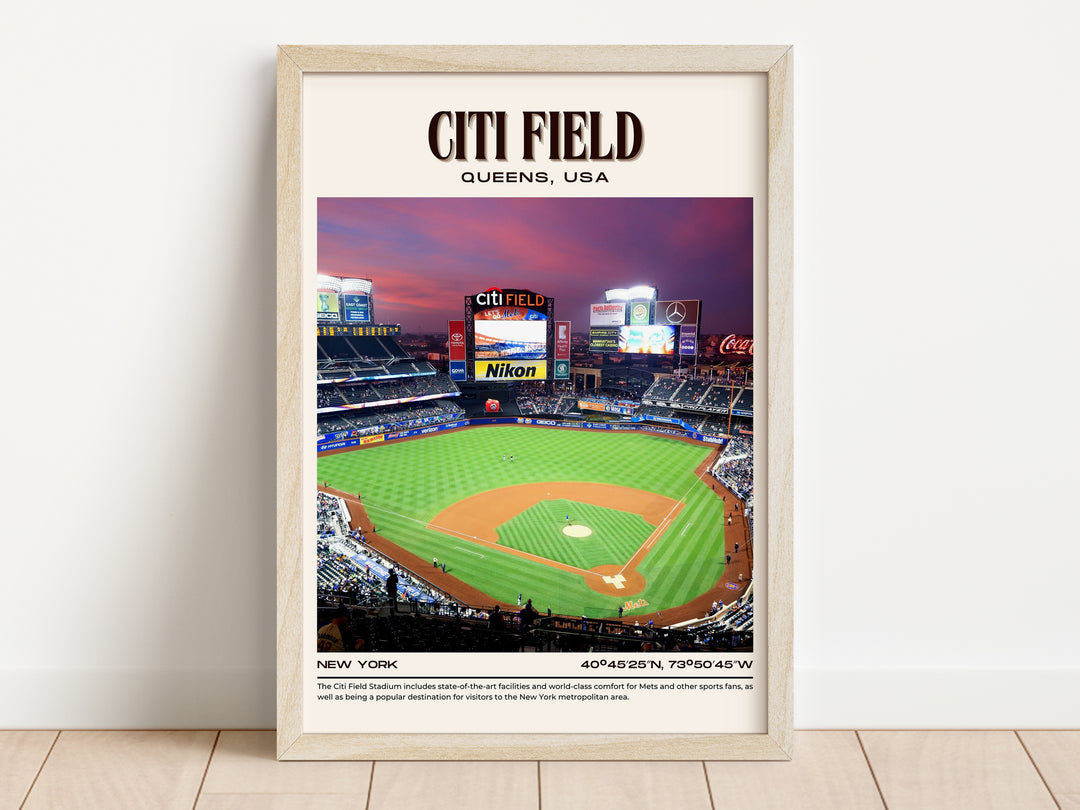 Citi Field Stadium Baseball Retro Wall Art