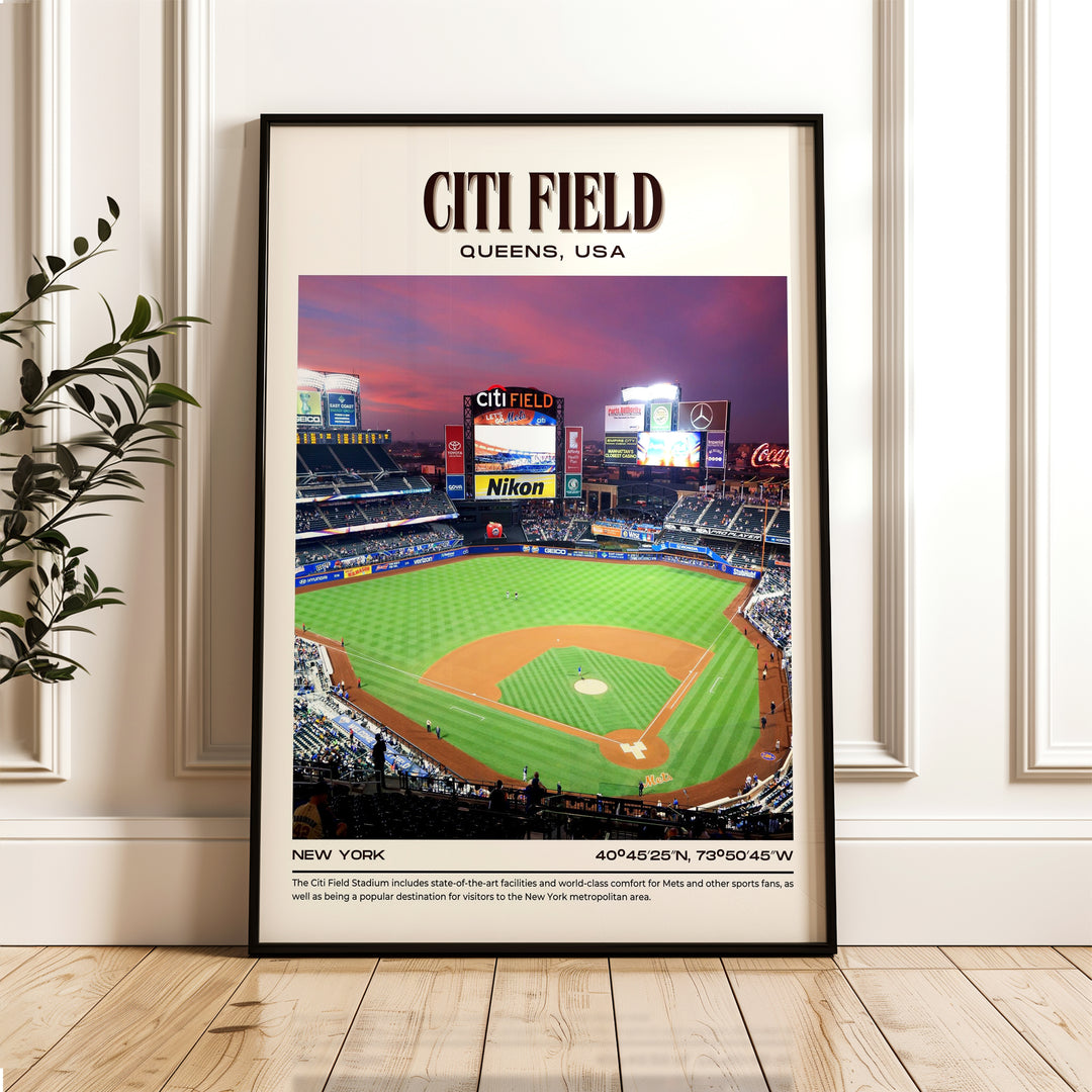 Citi Field Stadium Baseball Retro Wall Art