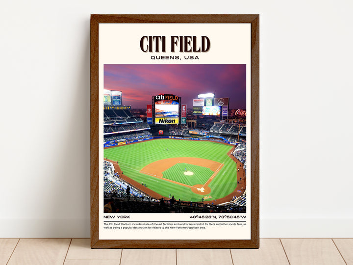 Citi Field Stadium Baseball Retro Wall Art