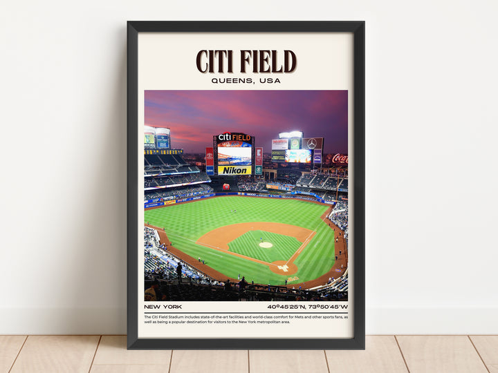 Citi Field Stadium Baseball Retro Wall Art